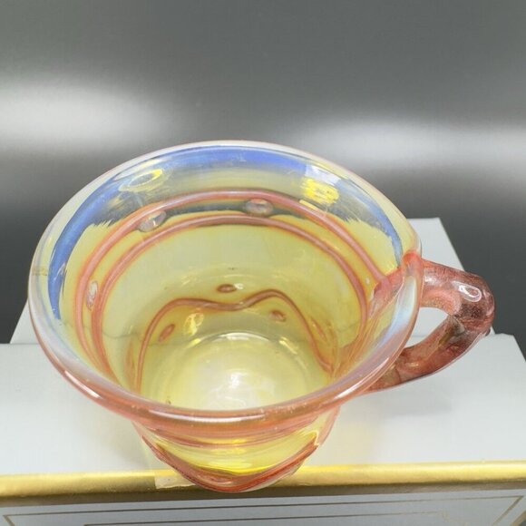 Vintage Hand Blown Delicate Italian Glass Small Cups Mugs Opalescent Thin Glass - Picture 3 of 16